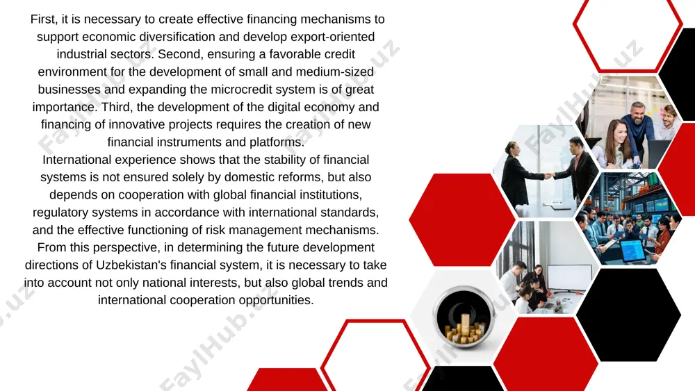 ve impacts of macroeconomic uncertainty on financial stability. as noted in the reports, high macroeconomic uncertainty can significantly increase negative risks to economic and financial stability. in the context of uzbekistan, the main directions of financial system analysis are focused on studying the formation and development of the national financial system, integration processes into the international financial system, and mechanisms for ensuring stability. work conducted by local researchers demonstrates the specific characteristics of uzbekistan's financial system and its connection with global trends. literature review the balance between theoretical approaches and practical proposals is of great importance in addressing financial stability issues. financial stability standards developed by the world bank and basel accord principles are considered the main guidelines in this field. as a result of basel core principles compliance assessments, technical assistance programs aimed at adapting regulatory and supervisory systems to international standards are being implemented. the role of national …