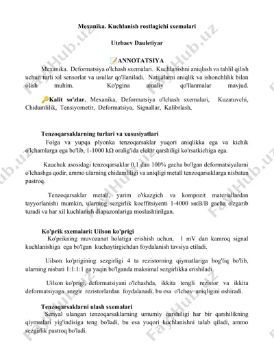 tenzoqarsaklarning turlari va xususiyatlari — DOCX
