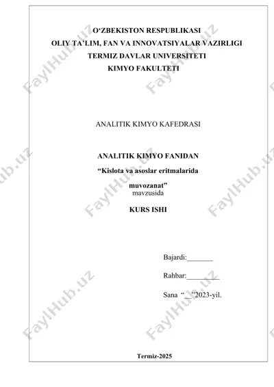 kislota va asoslar eritmalarida muvozanat — DOCX