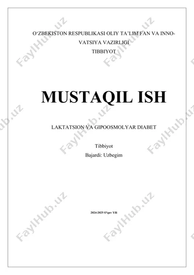 laktatsion va gipoosmolyar diabet — DOCX