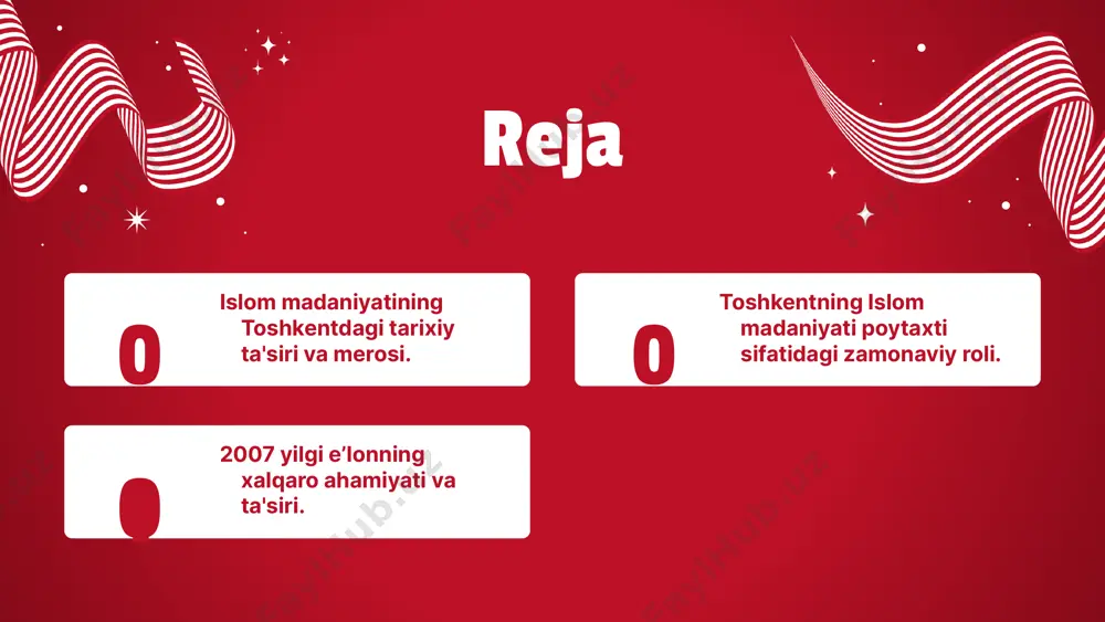 r etdi. o'zgarishlar ijtimoiy va madaniy o'zgarishlar islom madaniyati toshkentda ijtimoiy hayotga ham ta'sir ko'rsatdi. madaniyat festivallari va tadbirlar orqali aholi islom qadriyatlarini o'zida aks ettirdi. kelajak islom madaniyatining kelajagi toshkent islom merosini saqlash va rivojlantirishda davom etmoqda. kelajakda shahar islomiy madaniyat markazi sifatida global o'rniga mustahkamlanishi kutilmoqda. toshkentdagi islom ta'limoti islom ta'limotining tarixi islom ta'limoti toshkentda qadim zamonlardan buyon rivojlanib kelmoqda. bu yerda ko'plab madrasalar, masjidlar va ilmiy markazlar faoliyat yuritgan. madrasalar islomiy bilimlarni o'rgatish, shuningdek, ijtimoiy va madaniy hayotni rivojlantirishda muhim rol o'ynagan. qanday qilib islom ilmlari bu yerda rivojlangan? madrasalar va ilm-fan toshkentda joylashgan madrasalar, masalan, kukaldosh madrasasi va abulqosim madrasasi, o'z davrida ilm-fan va ma'rifat rivojida katta ahamiyatga ega bo'lgan. ushbu madrasalarda nafaqat diniy bilimlar, balki falsafa, astronomiya va tibbiyot kabi bilimlar ham o'qitilgan. madrasalar qanday ilmiy rivojlanishga hissa qo'shgan? photo by jim strasma on unsplash photo by jeffrey hamilton on unsplash hozirgi toshkentda islom madaniyati …