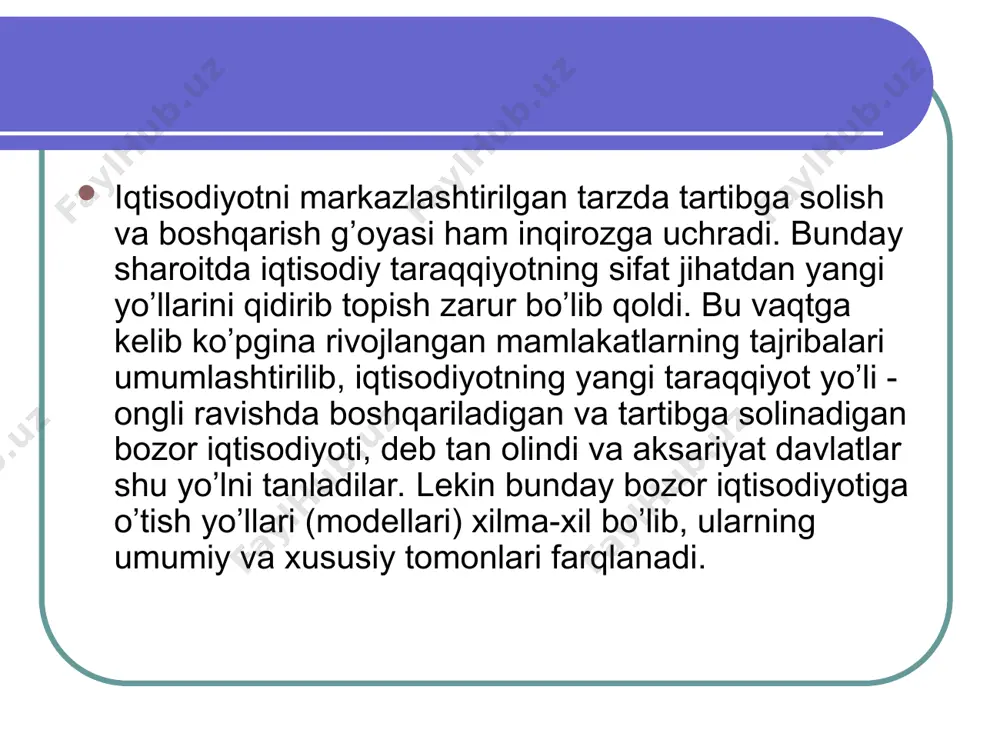 bozor iqtisodiyotiga o`tishning yo`llari va modellari - Page 4
