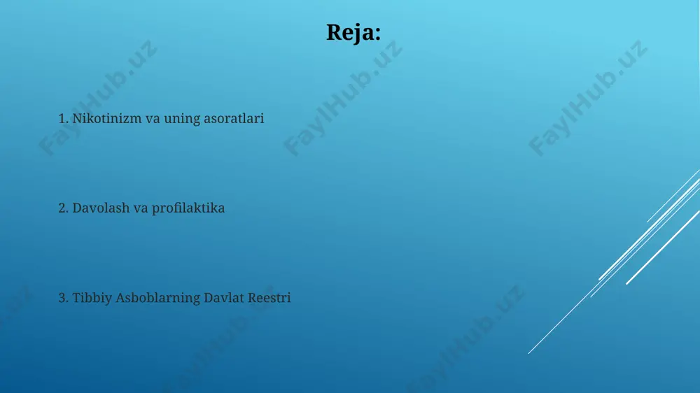 a yurak-qon tomir kasalliklari xavfini 2 baravar oshiradi. nikotinning nafaas oliş tizimiga ta'siri nikotin ta'siri ostida nafas olish tizimining 20% gacha bo'lgan qismi shikastlanishi mumkin, bu esa surunkali bronxit va emfizema kabi kasalliklarga olib keladi, ayniqsa, toshkent shahri aholisi orasida kuzatiladi. nikotin nafas yo'llarining shilliq qavatini quritganligi sababli, nafas olish infektsiyalari xavfi 15% ga oshishi va bu samarqanddagi epidemiologik tadqiqotlar bilan tasdiqlangan. nikotinning yurak-qon tomir tizimiga ta'siri nikotin qon ivishini oshirib, tromboz xavfini 2-3 baravar oshiradi, bu esa infarkt va insult xavfini sezilarli darajada kuchaytiradi, ayniqsa, 40 yoshdan oshgan erkaklar orasida. chekish natijasida yurak urish tezligining oshishi, qon bosimining koʻtarilishi va qon tomirlarining torayishi kabi oʻzgarishlar kuzatilib, toshkent shahridagi tadqiqotlar buni tasdiqlaydi. nikotinning homiladorlikka ta'siri toshkent shahrida o'tkazilgan epidemiologik kuzatuvlar shuni ko'rsatdiki, nikotin ta'sirida homiladorlikning 3-trimestrda preeklampsiyani rivojlanish xavfi 30% ga ortadi. homiladorlik davrida kuniga 10 dan ortiq sigaret chekadigan ayollarda samarqand viloyatida o'tkazilgan tadqiqotlarda homila tushishi xavfi 2 barobar …