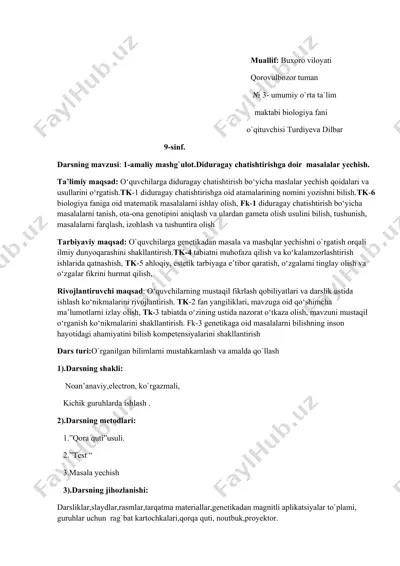 diduragay chatishtirish bo‘yicha masalalar yechish — DOCX