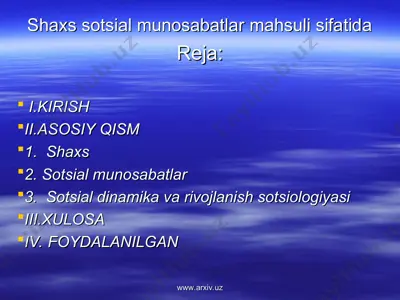 shaxs sotsial munosabatlar mahsuli sifatida — PPT