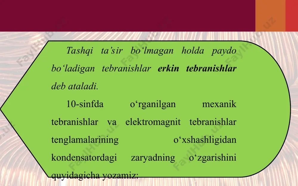 tebranishlarni grafik ravishda tasvirlash. so‘nuvchi elektromagnit tebranishlar 11-sinf - Page 3