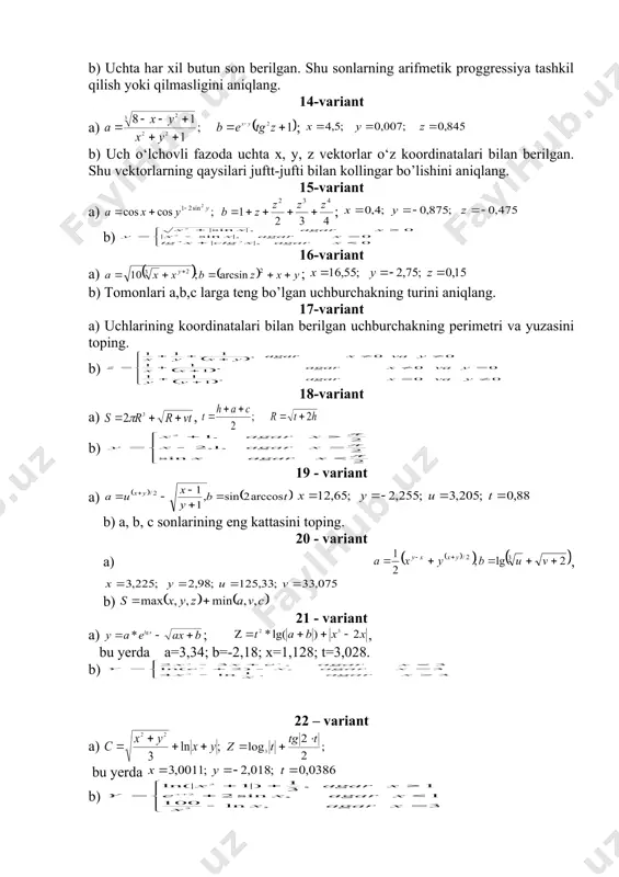 ï ï í ì ¹ = + + = ¹ + + ¹ ¹ + + + = 0 0 , 1 1 1 0 0 , 1 1 1 0 0 , 1 1 1 y va x agar y y y va x agar x x y va x agar y x y x z vt r r s + + = 3 2 p h t r c a h t 2 ; 2 + = + + = ï ï ï î ï ï ï í ì + = 2 sin 2 , 1 , 2 2 , 1 2 p p p x agar x x agar x x agar x y ( ) ( ) t b y x u a y x arccos 2 sin , 1 1 2 / = + - - = + 88 , 0 ; 205 , 3 …
