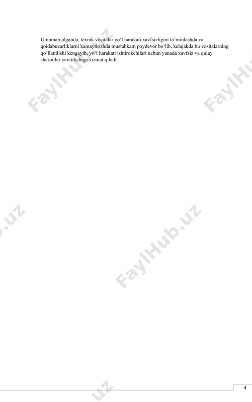 b keladi. global eng yaxshi amaliyotlar yo‘l harakati xavfsizligini ta’minlash va harakat oqimini samarali boshqarish borasida dunyoning turli davlatlari zamonaviy texnologiyalardan keng foydalanmoqda. quyida yo‘l harakatini boshqarishda texnik vositalardan foydalanish bo‘yicha ba’zi eng yaxshi global amaliyotlar keltirilgan. 1. yaponiya – aqlli svetofor tizimlari yaponiya yo‘l harakatini boshqarishda eng ilg‘or texnologiyalardan foydalanuvchi davlatlardan biridir. u yerda aqlli svetofor tizimlari yo‘l harakati zichligini kuzatish va unga moslashish uchun sun’iy intellekt va sensor texnologiyalarini qo‘llaydi. svetoforlar transport oqimini real vaqt rejimida kuzatib, zich transport oqimida yo‘lovchilarga va haydovchilarga qulaylik yaratish uchun yo‘nalishni va vaqt oralig‘ini o‘zgartiradi. bu tizimlar shahar markazidagi tirbandliklarni sezilarli darajada kamaytiradi. 2. germaniya – avtomatik tezlik cheklash va radar tizimlari germaniyada yo‘l harakati xavfsizligini oshirish uchun avtomatik tezlik cheklash va radar tizimlari keng qo‘llaniladi. ayniqsa, avtomobil yo‘llarida va aholi yashash hududlarida radarlar va avtomatik tezlik nazorati orqali qoidabuzarliklarning oldi olinadi. bu usul haydovchilarni tezlik cheklovlariga qat’iy rioya qilishga undaydi va …