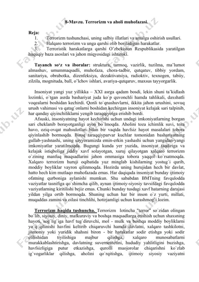 terrorizm va aholi muhofazasi — DOCX