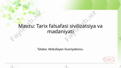 tarix falsafasi sivilizatsiya va madaniyati — PPTX
