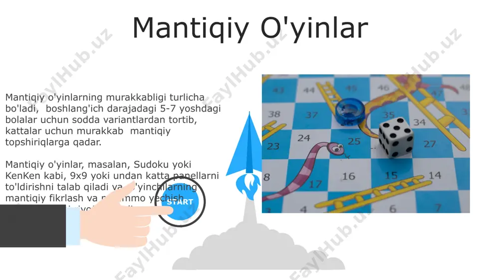 orqali oʻynash imkoniyatini taqdim etib, raqobat elementi va reyting tizimlari orqali motivatsiyani oshiradi. kompyuterlashtirilgan didaktik oʻyinlar interfaollik darajasi yuqori boʻlib, 2d yoki 3d grafikalar, audio va video tarkibidan foydalanib, oʻquvchilarni oʻrganish jarayoniga faol jalb qiladi, shu bilan birga 10 dan ortiq turli oʻquv maqsadlariga erishish imkonini beradi. 06 05 04 adabiyotga oid o'yinlar 01 02 adabiy asarlarga asoslangan "kim, nima, qayerda" kabi savol-javob o'yinlari 8-10 ta savoldan iborat bo'lib, bolalarning matnni tahlil qilish va tafsilotlarni eslab qolish qobiliyatini tekshiradi. ba'zi adabiyotga oid o'yinlar 2-4 kishilik guruhlarda o'ynalib, matnni tushunish, asosiy g'oyalarni aniqlash kabi ko'nikmalarni mustahkamlaydi va muloqotni rivojlantiradi. san'atga oid o'yinlar ba'zi san'atga oid o'yinlar, musiqa asboblarida chaluvchi 4-6 kishilik guruhlarning hamkorlikdagi ijodini talab qiladi, bu orqali ular birgalikda musiqiy kompozitsiya yaratishadi va musiqa nazariyasi elementlarini o'rganadilar. san'atga oid o'yinlar, masalan, 5 yoshdan 10 yoshgacha bo'lgan bolalar uchun mo'ljallangan ranglarni aralashtirish yoki rasm chizish bo'yicha 2-3 bosqichli vazifalarni o'z ichiga …