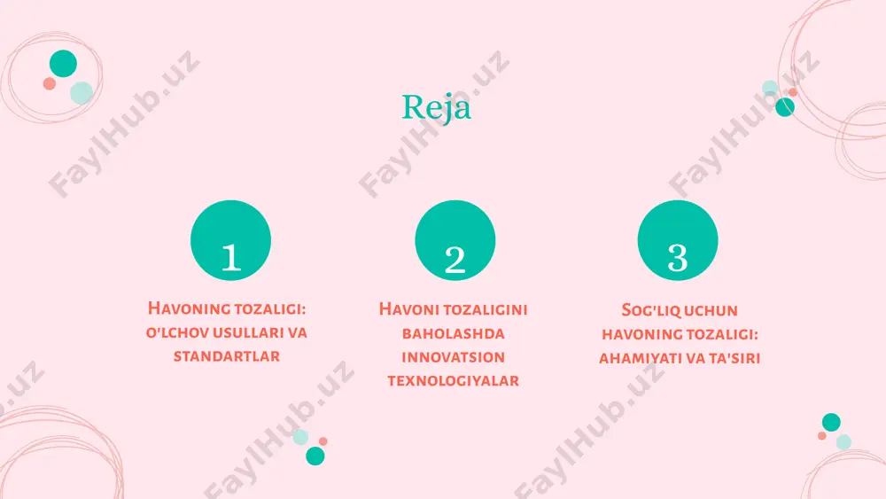 tiga va iqtisodiy rivojlanish darajasiga bog'liq. shuning uchun, ushbu standartlar, nafaqat xalqaro tajribani o'z ichiga oladi, balki mahalliy sharoitlarni ham hisobga oladi. fizik usullar: o'lchovlar va natijalar havoning tozaligini o'lchash fizik usullar orqali havoning tozaligini o'lchashda zarrachalar va gazlarning miqdorini aniqlash uchun gravimetrik analizatorlar, spektrometrlar, va gaz kromatograflari ishlatiladi. bu o'lchovlar havoning ifloslanishini aniqlashda muhim rol o'ynaydi. natijalarni tahlil qilish olingan natijalar statistik usullar yordamida tahlil qilinadi va standartlar bilan taqqoslanadi. bu jarayon havoning tozaligini yaxshilash bo'yicha tavsiyalar berishga imkon yaratadi. kimyoviy usullar: analitik yondashuvlar havoning tozaligini baholash usullari kimyoviy usullar havoning tozaligini baholashda muhim ahamiyatga ega. ushbu usullar yordamida havodagi kimyoviy moddalar va ifloslantiruvchi moddalarning konsentratsiyasini aniqlash mumkin. misol uchun, xromatografiya usuli yordamida havodagi benzol kabi organik ifloslantiruvchilar o'lchanadi. analitik metodlar asosiy analitik metodlar qatoriga spektroskopiya, xromatografiya va mass-spektrometriya kiradi. bu metodlar havodagi ifloslantiruvchi moddalarni aniq va samarali aniqlash imkonini beradi. masalan, spektroskopiya yordamida havodagi zarrachalar o'lchanadi va ularning …