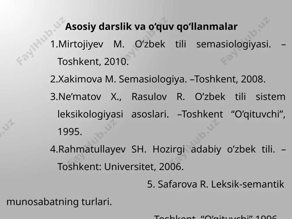 yo’l-to’g’ri gap, do’stim keldi— suv keldi kabi. metafora usuli bilan ma`no ko’chish hodisasi ot, fe`l, sifat so’z turkumlarida ko’p ushraydi. misollarga e`tibor beraylik: oltin kuz, temir intizom, po’lat iroda; shirin gap, achchiq haqiqat, uzun suhbat; suhbat qizidi, ko’ngli sovudi, gap sho’zildi. e`tibor berilsa, barcha o’rinlarda o’xshashlik birinchi planga chiqayotganini va metaforani vujudga keltirayotganini sezish mumkin. metafora usulidan badiiy uslubda ham faol foylaniladi. metonimiya (aloqadorlik) asosida nom ko’shish metonimiya so’zi yunoncha metomumia — qayta nomlash so’zidan olingan bo’lib, biror predmet, voqea—hodisani o’xshashlik asosida emas, balki o’zaro aloqadorlik asosida yangi nom bilan ataydi. metonimiyaning asosiy ko’rinishlari sifatida quyidagilarni ko’rsatish mumkin. 1. biror predmet yoki hodisadagi nom shu qismga ko’shiriladi. masalan: shahar—odamlar g’uj yashaydigan, madaniy markaz. butun shahar ko’chib chiqdi gapida esa shaharda yashovchi odamlar nazarda tutilyapti. bosh—odam gavdasining yelkadan yuqori qismi. boshim qotib qoldi gapida esa miya ma`nosini beryapti. demak, bunday holatlarda predmetlar o’rtasidagi ma`no ko’chirish uchun mezon qilib olinadi. 2. biror …