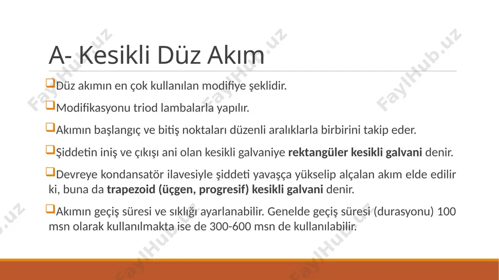 çok fazla olduğu durumlarda belli bir zaman içinde her kastan aynı sayıda kontraksiyon alınamaması gibi sebeplerle mümkün olmaz. onun için her kastan en az 90 kontraksiyon almak gerekir. uygulama teknikleri 1. monopolar teknik: büyük olan pasif elektrot (+) kasın orijinine veya inerve eden sinirin yüzeyselleştiği yere, disk şeklindeki aktif elektrot ise (-) kasın motor noktasına konur ve iyi bir kontraksiyon almak için aşağı yukarı kaydırılır. uygulama esnasında her bir kastan 200 kontraksiyon alınması önerilir. ancak, yorgunluğu önlemek için her kastan 90 kontraksiyon 30-30-30 şeklinde 3 set veya 45-45 şeklinde 2 set halinde kontraksiyon alacak şekilde uygulanmalıdır. uygulama teknikleri 2. bipolar teknik: i̇ki disk elektrot kas gövdesinin her iki ucuna konur. bu teknik daha çok izole edilmesi güç olan derin kasların stimülasyonunda kullanılır. i̇ki büyük plak elektrottan biri kas grubunun orijinine, diğeri insersiyonuna konur. bu yöntem grup şeklindeki kasların stimülasyonunda kullanılır. genellikle, önce katot distale yerleştirilir, eğer kasın kontraksiyonu yeterli açığa …