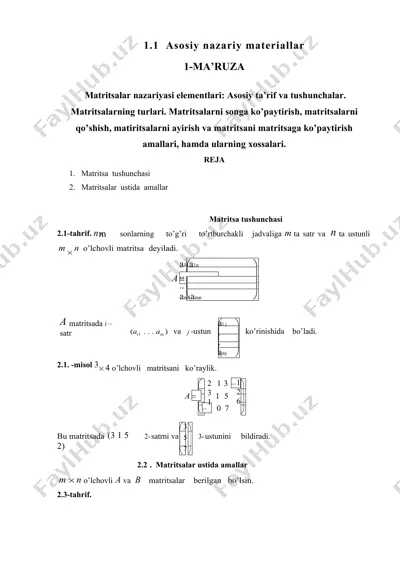 matritsalarning amallari — DOCX