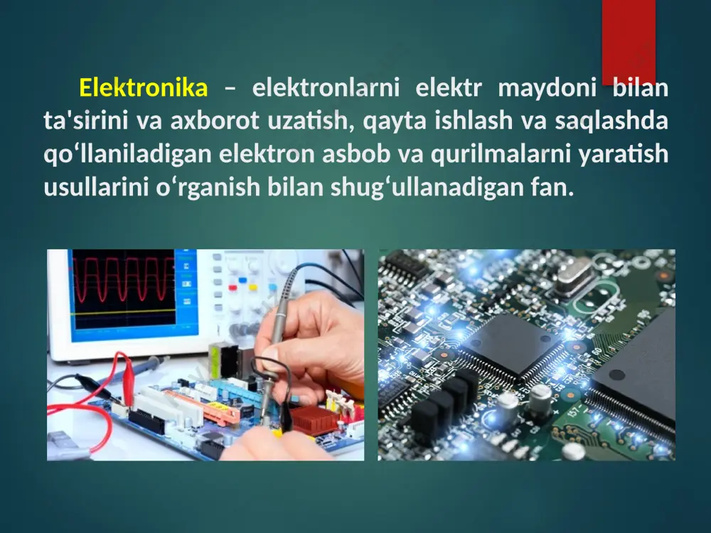 orlar; 3. elektor generatorlar; 4. kremniyli yarim o‘tkazgichli fotoelementlar (quyosh batereyalari elektr zanjiridaga elementlarning o‘zaro qanday ulanishi ko‘rsatilgan grafik tasvir elektr sxema deyiladi. sxemalarda elektr zanjirdagi xar bir element ma’lum bir qabul qilingan shartli belgi bilan ko‘rsatiladi. e’tiboringiz uchun raxmat image2.png image3.jpeg image4.jpeg image5.png image6.jpeg image7.jpeg image8.jpeg image9.jpeg image10.png image11.png image12.png image13.jpeg image14.png image15.jpeg image16.jpeg image17.jpeg image18.jpeg image19.jpeg image20.jpeg image21.jpeg image22.jpeg image23.jpeg image24.jpeg image25.png image26.wmf oleobject1.bin image27.jpeg image28.png image29.png image30.png closeup of electronic circuit board with cpu microchip electronic components background kl j volt 1 1 1 = /docprops/thumbnail.jpeg