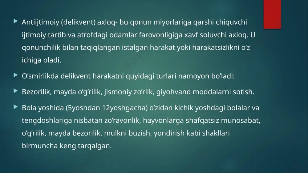 o’smirning delikvent xulq-atvori, sabab va oqibatlari - Page 4