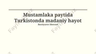turkistonda madaniy hayot — PPTX