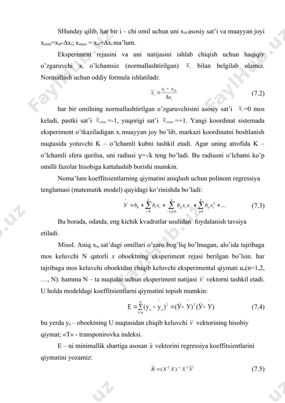 qurilmaning funktsional sxemasi: ibg – o’zgaruvchi tokning kuchlanishini ishlab beruvchi generator; ab – avtomatik boshqaruvchi; qk – quvvatni kuchaytirgich; o’tm – magnitlantiruvchi o’zgarmas tok manbaasi; emv – elektromagnitli vibrator; ett – elastik texnologik tizim; ko’ va so’ – siljishni va kuchni o’lchagichlar; k1 va k2 – kuchaytirgichlar; fsv – fazoni sezuvchi voltmetr; bb – boshqaruvchi blok; yooq – yozib oluvchi qurilma; lm – lampali millivoltmetr; ko – katodli ostsillograf. g(t)=[wees(j()]r0sin)[(t+((()] (7.8) bu yerda (7.9) wees(j() – chastotasi xarakteristikasi quyidagicha aniqlanadi: bir vaqtning o’zida kiruvchi va chiquvchi signallar o’lchanadi va ko’p kanalli hisobga oluvchi qurilma (ostsilograf, magnitograf) yordamida yozib olinadi. buning uchun birinchi to’lqin xarakterli bo’lganligi sababli faqat birinchi to’lqin (garmon) hisobga olinadi. kiruvchi va chiquvchi signallarni yozuv orqali ularning amplitudasini (i chastotaga nisbati aniqlanadi va xarakteristika moduli olinadi. r(t) va q(t) yozuvlarning maksimalining holatini solishtirib, faza siljish (((i) olamiz. amalda, wees(j() xarakteristikasini bu usulda aniqlash uchun har xil turdagi yarimavtomat …