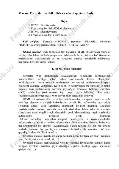formalar tashkil qilish va ularni qayta ishlash — DOCX