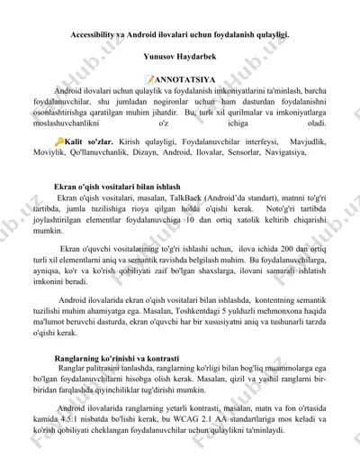 accessibility va android ilovalari uchun qulaylik — DOCX