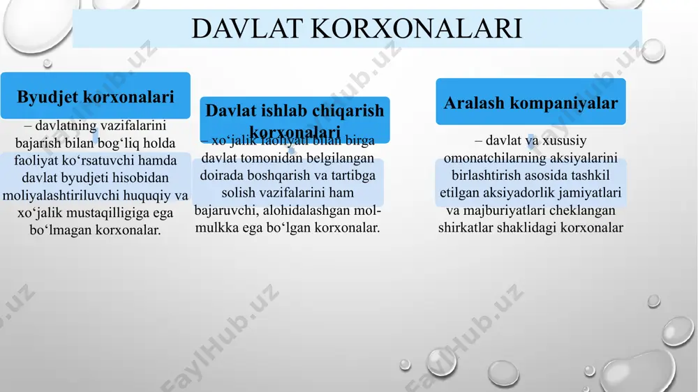 larning tovar va xizmatlarga real talablari va ehtiyojlari yotadi. marketingning maqsadi – eng yuqori iste’mol qoniqishi, iste’mol, turmush sifatini oshirish, tovar va xizmatlarning keng tanlovini ta’minlovchi korxona mahsulotini sotishning zarur hajmiga erishish uchun ishlab chiqarishning yuqori daromadliligi va samaradorligini ta’minlash. marketingning vazifalari: korxonaning ichki va tashqi marketing muhitini tahlil qilish;; bozor va muammolarni kompleks o‘rganish; iste’molchilar va talabning shakllanishini tahlil qilish; raqobatchilar va raqobatni o‘rganish; sotishni jadallashtirish bo‘yicha chora-tadbirlarni ishlab chiqish; yangi tovarning konsepsiyasini shakllantirish; marketing tadqiqotlari asosida tovar ishlab chiqarishni rejalashtirish; narx siyosatini shakllantirish va amalga oshirish; marketing dasturlarini ishlab chiqish va amalga oshirish; marketingni axborot bilan ta’minlash; marketingni boshqarish. marketing tamoyillari - - - - - - - - - - - yuqori darajada foydali va samarali xo‘jalik yuritishni ta’minlash; ishlab chiqarish-sotish faoliyatini bozor talablari asosida yo‘naltirish; tovar ishlab chiqarishning xaridorlarning ehtiyojlariga funksional bog‘liqligini ta’minlash; faoliyatni ishlab chiqarish imkoniyatlari asosida emas, balki bozor ehtiyojlaridan kelib chiqqan holda tashkil …