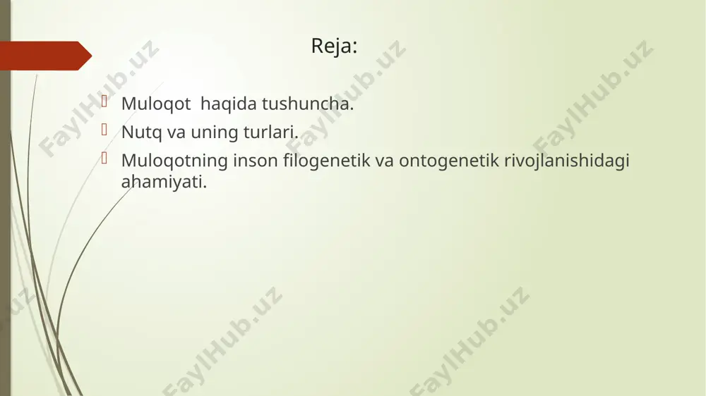 uyidagicha ta'rif beriladi: muloqot-ikki yoki undan ortiq odamlaming o’zaro bir-biriga ta'sir etishidir.e.g`.g`oziev muallifligida chop etilgan "sotsial psixologiya" o`quv qo`llanmasida muloqot-xamkorlik faoliyatining ehtiyojidan kelib chiquvchi,shaxslararo munosabatni rivojlanritishda yordam beruvchi jarayondir. международный научный журнал no 2(100), часть 1«научный фокус» июня,yuqoridagi ta'riflarga muvofiq muloqotga umumiy tarzda quyidagicha ta'rif berish mumkin: muloqot -kamida ikki kishining o’zaro ta'sir jarayoni bo’lib, bu ta'sir davomida axborot almashinadi, munosabat o’rnatiladi, rivojlantiriladi. muloqot tushunchasini kommunikasiya tushunchasidan farqlash lozim. kommunikasiya-tirik va o’lik tabiatdagi tizimlar o’rtasida axborot almashinuvini anglatadi. hayvonlar o’rtasidagi signallar almashinuvi, insonnitig texnik vositalar bilan aloqa qilishi, bularning barchasi kommunikasiyaga misol bo’ladi.muloqot faqat insonlar o’rtasida amalga oshirilishi mumkin. muloqotning inson hayotidagi ahamiyati beqiyosdir. inson bolasi aynan boshqalar bilan muloqotda, munosabatda bo’lish jarayonida shaxsga aylanib boradi. muloqot orqali inson ijtimoiy tajriba va madaniyatai egallab boradi. yangi tug’ilgan inson boshqalar bilan muloqotda bo’lish imkoniyatidan mahrum bo’lsa, u hech qachon shaxsga aylana olmaydi, ya'ni u o’z psixik taraqqiyoti bo’yicha orqada qolib ketadi. …