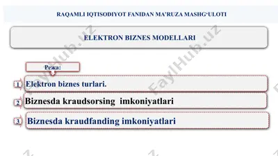 elektron biznes modellari — PPTX