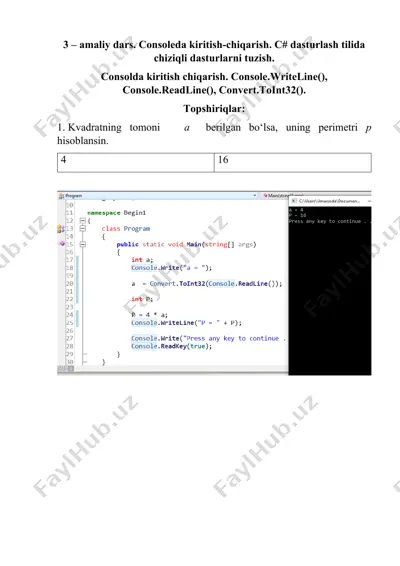 consoleda kiritish-chiqarish — DOCX