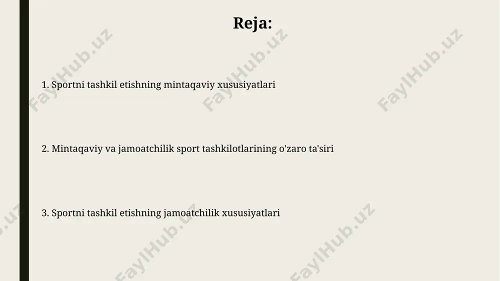 icha milliy terma jamoalarni jahon reytingida yuqori o'rinlarni egallashini maqsad qilgan. sportni rivojlantirish strategiyasi hududiy sport maktablari sonini 2 barobar oshirish va ularni zamonaviy jihozlar bilan ta'minlashni o'z ichiga oladi. ommabop sport turlarining tarqalishi viloyatlar kesimida ommabop sport turlari tarqalishi geografik joylashuv va iqlim sharoitlariga bogʻliq boʻlib, masalan, togʻli hududlarda togʻ changʻisi, tekisliklarda esa yengil atletika va velosiped sporti keng tarqalgan. yosh guruhlari boʻyicha tahlil qilinganda, 15-25 yosh oraligʻida futbol va basketbolning mashhurligi yuqori boʻlsa, 30 yoshdan oshganlarda esa sogʻlom turmush tarzini qoʻllab-quvvatlovchi yugurish va suzish kabi turlar afzal koʻriladi. jamoatchilik sportining xususiyatlari jamoatchilik sportining moliyaviy ta'minoti ko'pincha davlat grantlari, xayriya mablag'lari va homiylar tomonidan qo'llab-quvvatlanadi, bu esa 70% gacha ulushni tashkil qilishi mumkin. jamoatchilik sportining tashkil etilishida 50% dan ortiq ishtirokchilarni jalb qilishga qaratilgan ommaviy tadbirlar, masalan, "sport bayrami" kabi musobaqalar muhim rol o'ynaydi. sportni tashkil etishning mintaqaviy xususiyatlari mintaqalardagi sport turlarining tarqalishi demografik omillarga bog'liq; 70% ga yaqin …