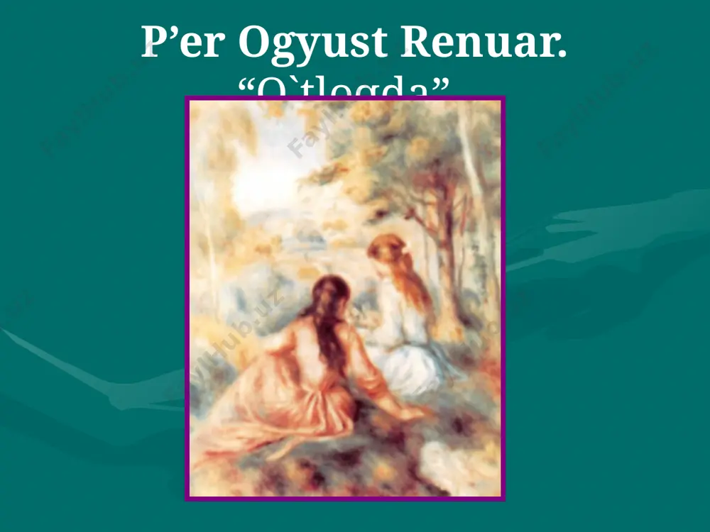san’at badiiy asarni hayotni bilishdagi ahamiyatini inkor etadi. u 1910 yilda paydo bo`lib, jamoatchilik didlariga qarshi alohida shaxslarning san’atga munosabatlarini bildiradi. bu san’at turidagi suvratlarda dog`, hajm, chiziqlarning tartibsiz harakati tasvirlanadi. abstraktsionistlarning dastlabki vakillari v.kandinskiy (rus), saymur likton, dеyvid smit, jеkson polloka (amеrikalik), p’еr sulaja (frantsuz), karеla appеla (golland) edilar. klassitsizm – lotincha so`z bo`lib, «namunaviy» dеgan ma’noni bildiradi va u xuii-xix asrlarda frantsiyada shakllandi. bu oqim vakillari o`z ijodlari uchun qadimgi dunyo madaniyati va san’atini o`zlari uchun namuna qilib oldilar. bu oqimda yaratilgan asarlarda mazmunni mantiqiy rivojlanib borishi, kompozitsiyada muvozanatni aniq ifodalanishi, zix chiziqni umumlashgan ravon bo`lishi, hajmni aniq andoza asosida ifodalash talab etiladi. rang esa g`oyani ifodalashda yordamchi vazifani bajarishi lozim edi. bu oqim vakillaridan n.pussеn, k.lorrеn, a.mеnchs, a.losеnko kabilarni ko`rsatish mumkin. simvolizm – xix asr boshlari-xx asrda shakllangan еvropa va amеrika san’atidagi oqimdir. bu yo`nalishdagi rassomlar ijodining asosini simvolli-obraz tashkil etadi. bu simvollar turli ma’noni bildirib, asarda …