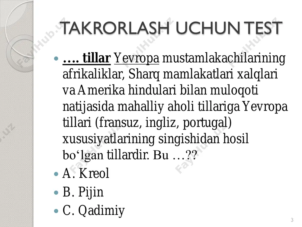 shakli ham xizmat qilishi mumkin. masalan, ishchi, ishla leksemalari o„zakning umumiyligi bilan o„zaro birlashsa, qo„shimchalari bilan farqlanadi. yoki aksincha, ishla, angla, so„zla singari leksemalar qo„shimchaning umumiyligi bilan birlashib, o„zakning xilma-xilligi bilan farqlanadi. paradigmatik munosabat paradigma a‟zolari orasidagi munosabat paradigmatik munosabat deyiladi. paradigmatik munosabat bir sistemaga kiruvchi birliklarning o„xshashlik va farqlilik munosabatlaridir. paradigma a‟zolari teng qiymatli va teng huquqli birliklardir. shuning uchun ular bir paradigmaga mansub bo„ladi. paradigmatik munosabat  paradigma lingvistik tushuncha sifatida barcha fanlarda qo„llanadigan sistema tushunchasi bilan bog„lanadi. umumiy belgisi asosida birlashgan va bir-birini taqozo etadigan, ammo har biri o„ziga xos belgisi bilan boshqasiga qarama-qarshi turuvchi lisoniy birliklar sistemasi paradigma deyiladi (paradigma grekcha paradeigma – “misol”, “namuna” degan ma‟nolarni bildiradi). paradigma so„zi – omonim termin. u “yo„nalish”, “soha” ma‟nosida ham ishlatiladi: lingvokulturologiya – tilshunoslikning yangi paradigmasi kabi. paradigmatik munosabat paradigmani tashkil etuvchi lisoniy birlik paradigma a’zosi deb yuritiladi. paradigma kamida ikkita a‟zodan iborat, ular, asosan, bir lisoniy sathga …