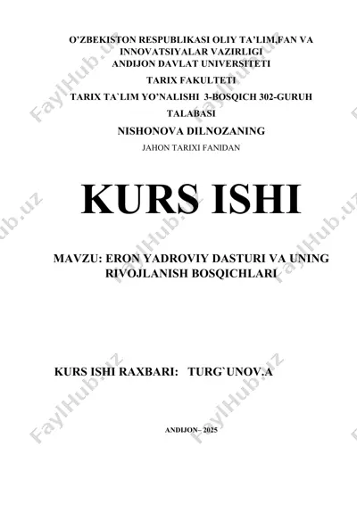 eron yadroviy dasturi va uning rivojlanish bosqichlari — DOCX