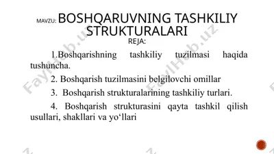 boshqaruvning tashkiliy strukturalari — PPTX