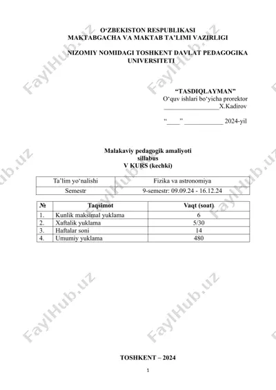 malakaviy pedagogik amaliyoti sillabus — DOC