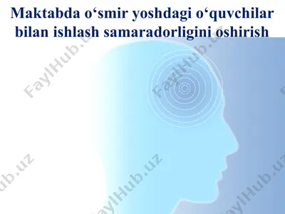 maktabda o‘smir yoshdagi o‘quvchilar bilan ishlash samaradorligini oshirish — PPTX
