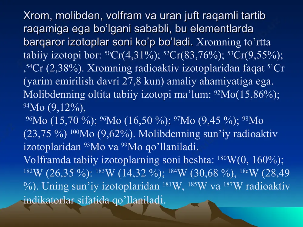 xrom guruhchasi (cr-mo-w) elementlarining tavsifi - Page 5