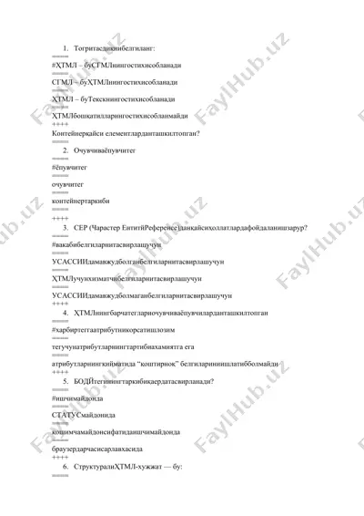 html xususiyatlari — DOCX