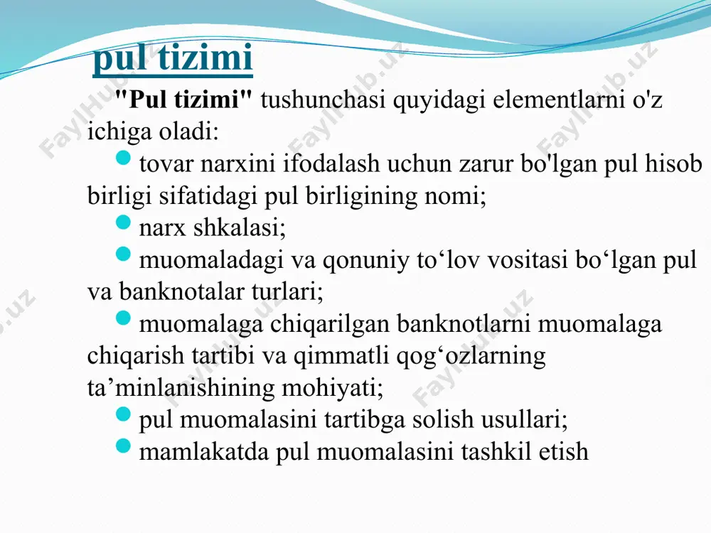 tibga solish vositalari chegirmali foiz stavkalari (chegirma siyosati); kredit tashkilotlarining majburiy zahiralari normalari; ochiq bozor operatsiyalari; kredit tashkilotlari uchun iqtisodiy standartlarni tartibga solish va boshqalar e’tiboringiz uchun raxmat!!! image2.jpeg image3.jpeg image4.jpeg image5.jpeg image6.jpeg image7.jpeg image8.jpeg image9.jpeg image10.jpeg /docprops/thumbnail.jpeg