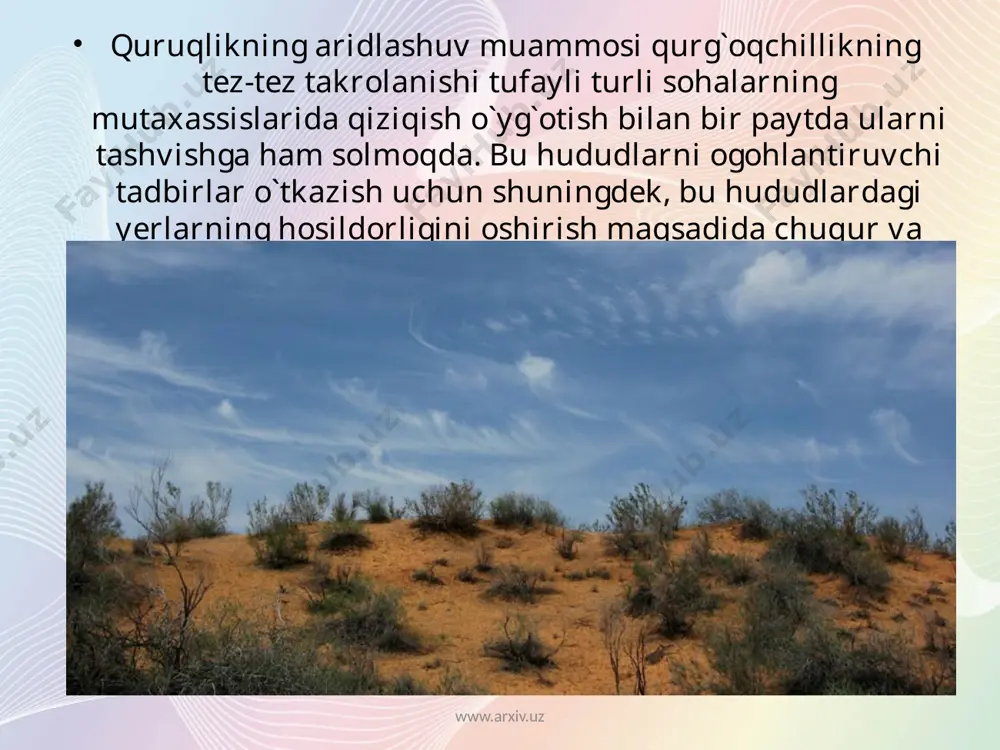 xiv.uz www.arxiv.uz har bir geografik mintaqa muayyan havo massalarining , issiqlik sharoitlarining butun yil davomida ustuvorligi bilan ifodalanadi.geografik mintaqalar quyosh radiatsiyasining yer yuzasiga turli miqdorda tushishi va va atmosfera sirkulyatsiyasidagitafovvutlarga bog`liq holda kenglik yo`nalishiga ega. yerning turli kenglik iqlim mintaqalarining mavjudligi va va ulaning issiqlik rejimi sayyoramizning quyoshga nisbatanholati va uning aylanish o`qining ekliptikaga qiyaligi bilan ham bog`liq. namning zonal taqsimlanishini ham shu sabablar bilan izohlash mumkin. www.arxiv.uz www.arxiv.uz sayyoraviy – kosmik sabablar taqozasi bo`lgan iqlim mintaqalari yoki issiqlik kenglik zonalligi zonal qonuniyatlarning va boshqa tabiat komponentlari (suvlar, tuprolar, o`simliklar, hayvonot dunyosi) taqsimlanishining, shuninmgdek, yirik tabiat sistemalari – landshaft (tabiat, geografik) zonalari vujudga kelishining birlamchi omillaridir. yer yuzasida zonalartaqsimlanishining xususiyatlari gorizontal va balandlik tabiiy zonalligi qonunlariga bo`ysunadi. dastlab zonallik v.v.dokuchayevning “tabiat zonalari to`g`risidagi ta`limotga doir” (1899) deb nomlangan ishida asoslangan edi. uzoq vaqt davomida “tabiat zonalari” tushunchasining mazmuni noaniq bo`lib keldi, ularni ajratishning asoslangan mezonlari ham yo`q edi.l.s.bergning (194, 1952, …