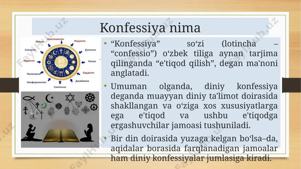 i tan olib, barchadan uzr soʻragani ham bunga misol boʻla oladi. gʻoyaviy-aqidaviy asoslari mark injilidan butun jahon boʻylab yuringlar va hamma tirik jonga injil xushxabarini targʻib qilinglar”, matto injilidan “... barcha xalqlardan shogird orttiringlar. ularni ota, oʻgʻil va muqaddas ruh nomi bilan choʻqintiringlar. men sizlarga buyurgan hamma narsalarga amal qilishni ularga oʻrgatinglar...” missionerlarning yoshlarga e'tibor berishi sabablari edmun berk yoshlarning ongida qanday kayfiyat ustunligini aytsang, men senga keyingi avlodning tabiati qanday boʻlishini aytib beraman patrik jonstaun “butun dunyoda universitet va kollejlarda 37 million talaba tahsil oladi. ularning koʻplari 20 yildan soʻng yirik mansablarni egallashadi” xix asr oʻrtalari xx asr boshlariga kelib evropa, amerika va osiyo qit'alarida “paygʻambarlik” va “armageddonizm” epidemiyalari avj oldi. aqshda 1840 yillarda “millerizm” nomi ostida paydo boʻlgan harakat tez orada boshqa hududlarga ham tarqaldi. natijada, aksariyat yirik dinlar doirasida yangi, “islohotchi” oqimlar yuzaga keldi. ulardan, xristianlik doirasida “iegovo shohidlari” va “mormonlar”ni, islom dini doirasida “bahoiylar”, “ahmadiylar” va …