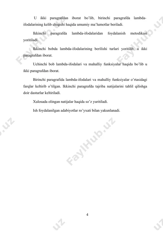 }; int shortestwordlength = words.min((string w) =>w.length); //5 linq kengaytmalarida yoki so'rovlarda foydalanilganda ob'ektlarning turini odatda kompilyator tomonidan taxmin qilinganidek o'tkazib yuborish mumkin: int shortestwordlength = words.min(w =>w.length); //xuddi shu natija bilan kompilyatsiya qiladi lambda operatorining umumiy shakli quyidagicha. (kiritish parametrlari) => ifoda lambda ifoda parametrlari => operatoridan oldin ko'rsatilgan va amaldagi ifoda / bayonot / blok operatorning o'ng tomonida joylashgan bo’ladi: // ifoda (int x, string s) =>s.length >x // ifoda (int x, int y) =>x + y // bayonot (string x) =>console.writeline(x) // blok (string x) => { x += " salom!"; console.writeline(x); } ushbu operator aniq metod yozmasdan, delegatlarni osongina aniqlash uchun ishlatilishi mumkin: delegate void testdelegate(string s); testdelegate mydelegate = s =>console.writeline(s + "alaykum!"); mydelegate("assalomu "); o‘rniga void mymethod(string s) { console.writeline(s + " alaykum!"); } delegate void testdelegate(string s); testdelegate mydelegate = mymethod; mydelegate("assalomu "); lambda operatori ba'zan "o'tib ketadi" yoki "bo'ladi" kabi so'zlar bilan …