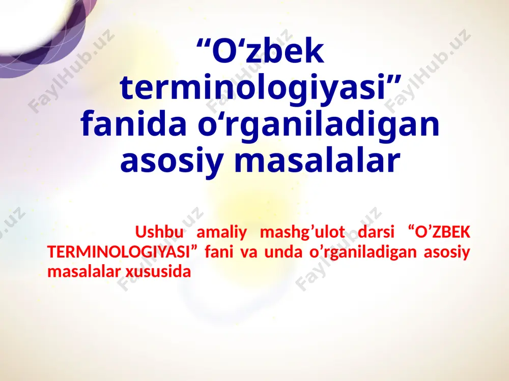 yani bajaradigan birliklar termin hisoblanadi deb qaraladi. a.reformatskiy terminga ta’rif berar ekan, “... terminlar – bu maxsus so‘zlardir” degan xulosaga keladi. 7 1. sodda terminlar. 2. yasama terminlar. 3. qo’shma terminlar. 4. birikmali terminlar. terminlarning struktur tuzilishi topshiriq terminlarning struktur tuzilishiga izoh bering va misollar toping image4.jpeg image1.jpeg image2.png /docprops/thumbnail.jpeg