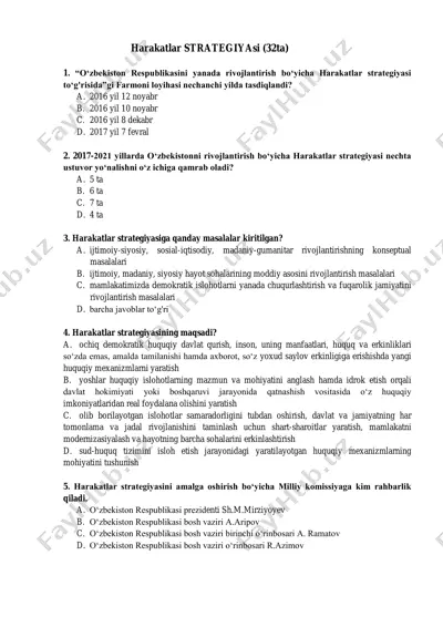 harakatlar strategiyasi — PDF