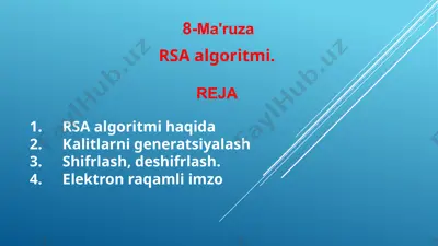 rsa algoritmi — PPTX