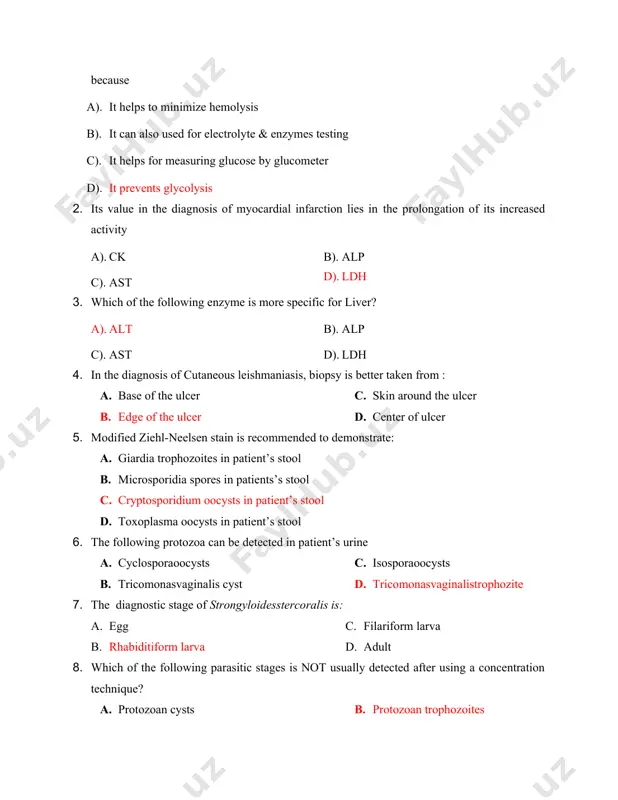 dant e. dye 15. in dessie referral hospital a 35 years old aids patient with a cd4 count in the range 100 to 50 cells /mm3 complains of headache and neck stiffness and appears disoriented. the possibility of fungal meningitis is considered and tests for the common fungal etiology of meningitis ordered. tests included direct examination of spinal fluid for the organism and serology. the purpose of the serology test is detection of a. b. antibody to capsular polysaccharide c. antibody to cell wall mannoprotein d. capsular polysaccharide e. cell wall mannoprotein f. 16. gram stain examination of a csf specimen indicates the presence of yeast like cells with gram positive granular inclusions.which of the following techniques should be used next to assist in the identification of this organism? a. b. 10%koh c. lactophenol cotton blue d. indian ink e. periodic acid-schif 17. antimicrobial resistance: a. can only be acquired …