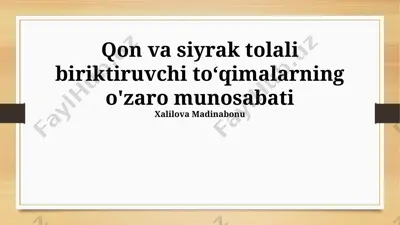 zich va bo'sh tolali biriktiruvchi toʻqimalarning o'zaro munosabati — PPTX