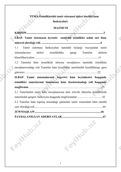 tamir sistemaları ve ósimliklerin tamiri — DOCX