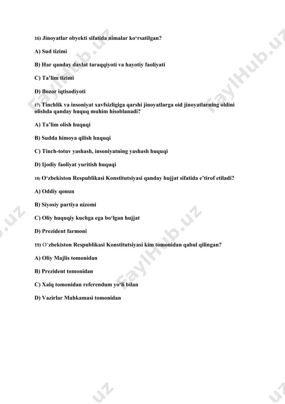 huquq bo'yicha savollar va javoblar - Page 4