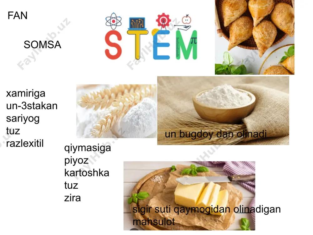xml.rels ppt/slidelayouts/_rels/slidelayout7.xml.rels ppt/slidelayouts/_rels/slidelayout8.xml.rels ppt/slidelayouts/_rels/slidelayout9.xml.rels ppt/slidemasters/_rels/slidemaster1.xml.rels ppt/slides/_rels/slide1.xml.rels ppt/slides/_rels/slide2.xml.rels ppt/slides/_rels/slide3.xml.rels ppt/slides/_rels/slide4.xml.rels ppt/slides/_rels/slide5.xml.rels ppt/slides/_rels/slide6.xml.rels ppt/slides/_rels/slide7.xml.rels ppt/slides/_rels/slide8.xml.rels [content_types].xml 单击此处编辑母版标题样式 单击此处编辑母版副标题样式 单击此处编辑母版标题样式 单击此处编辑母版文本样式 第二级 第三级 第四级 第五级 单击此处编辑母版标题样式 单击此处编辑母版文本样式 单击此处编辑母版标题样式 单击此处编辑母版文本样式 第二级 第三级 第四级 第五级 单击此处编辑母版文本样式 第二级 第三级 第四级 第五级 单击此处编辑母版标题样式 单击此处编辑母版文本样式 单击此处编辑母版文本样式 第二级 第三级 第四级 第五级 单击此处编辑母版文本样式 单击此处编辑母版文本样式 第二级 第三级 第四级 第五级 单击此处编辑母版标题样式 单击此处编辑母版标题样式 单击此处编辑母版文本样式 第二级 第三级 第四级 第五级 单击此处编辑母版文本样式 单击此处编辑母版标题样式 单击此处编辑母版文本样式 单击此处编辑母版标题样式 单击此处编辑母版文本样式 第二级 第三级 第四级 第五级 单击此处编辑母版标题样式 单击此处编辑母版文本样式 第二级 第三级 第四级 第五级 单击此处编辑母版标题样式 单击此处编辑母版文本样式 第二级 第三级 第四级 第五级 单击此处编辑母版文本样式 第二级 第三级 第四级 第五级 单击此处编辑母版文本样式 第二级 第三级 第四级 第五级 click to edit master title style click to edit master text styles second level third level fourth level fifth level steam steam s-fan t-texnologiya e-muhandislik a-sa’nat m-matematika xamiriga un-3stakan sariyog tuz razlexitil qiymasiga piyoz kartoshka tuz zira sigir suti qaymogidan olinadigan mahsulot un bugdoy dan olinadi fan somsa piyoz yerda yetishtrilib olnadi kartoshka kartoshka yerdan yetishtrilib olinadi uni kopincha holarda dehqonlarmz shug’ulanishadi texnologiyasi bu …